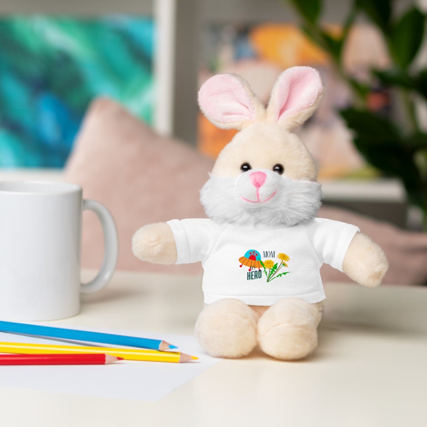 MOM is my Hero Stuffed Animal Tee Bear - Perfect Gift for Kids & Celebrations