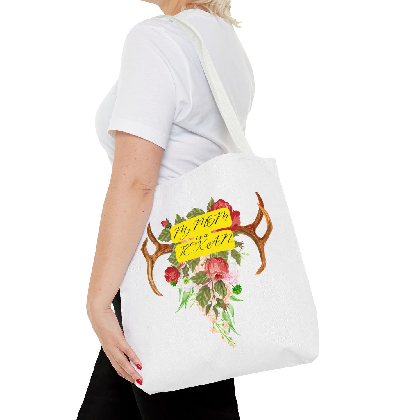 My MOM is a Texan Floral Western Tote Bag - Perfect for Moms Who Love Texas