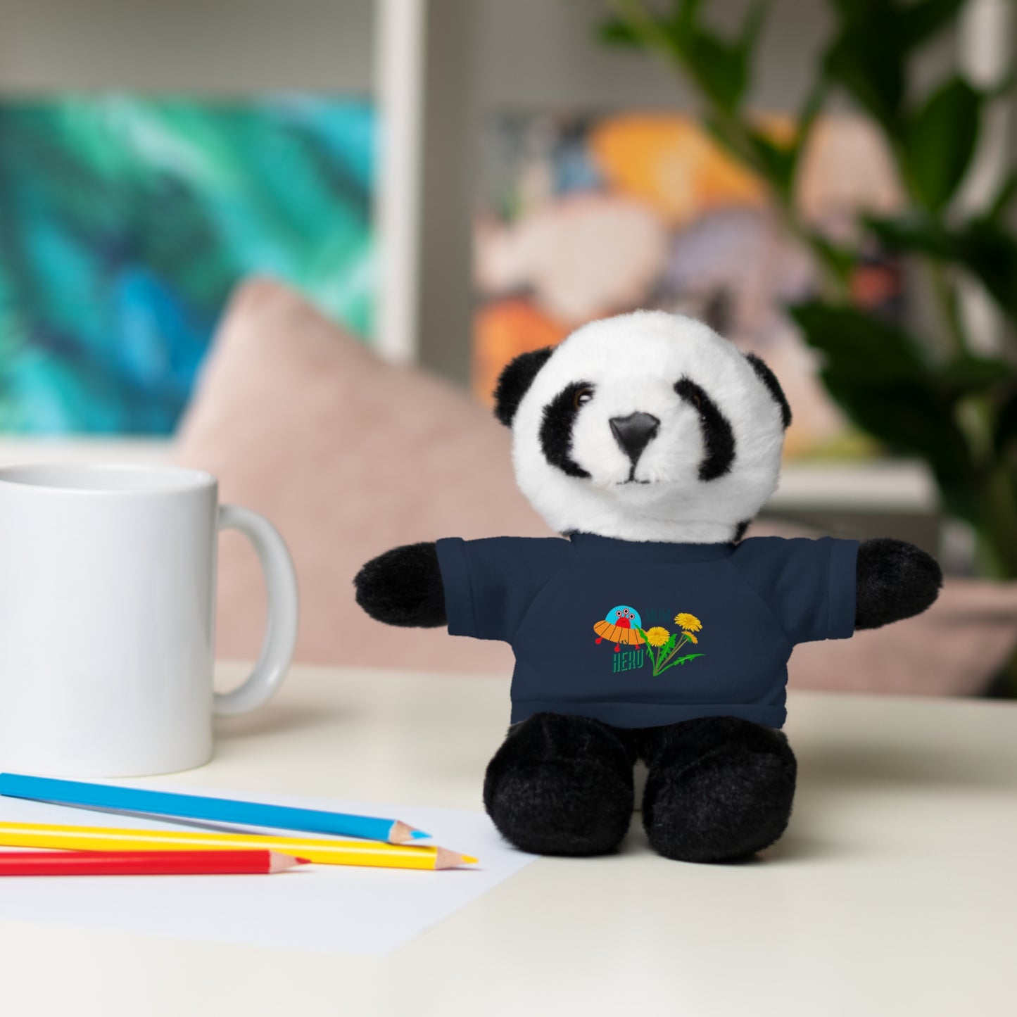 MOM is my Hero Stuffed Animal Tee Bear - Perfect Gift for Kids & Celebrations