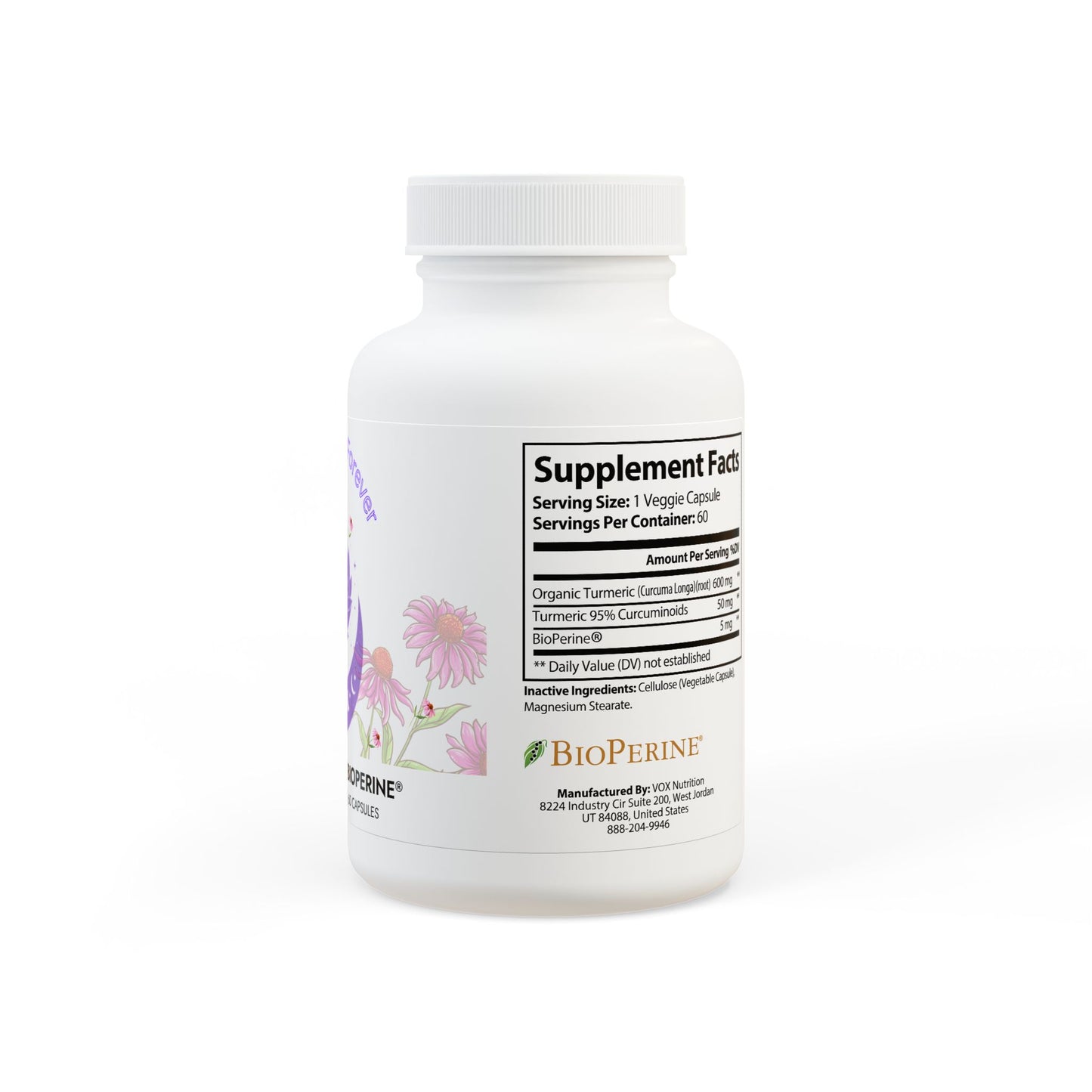 Turmeric with BioPerine® (Black Pepper Fruit Extract) Supplement (60 Capsules)