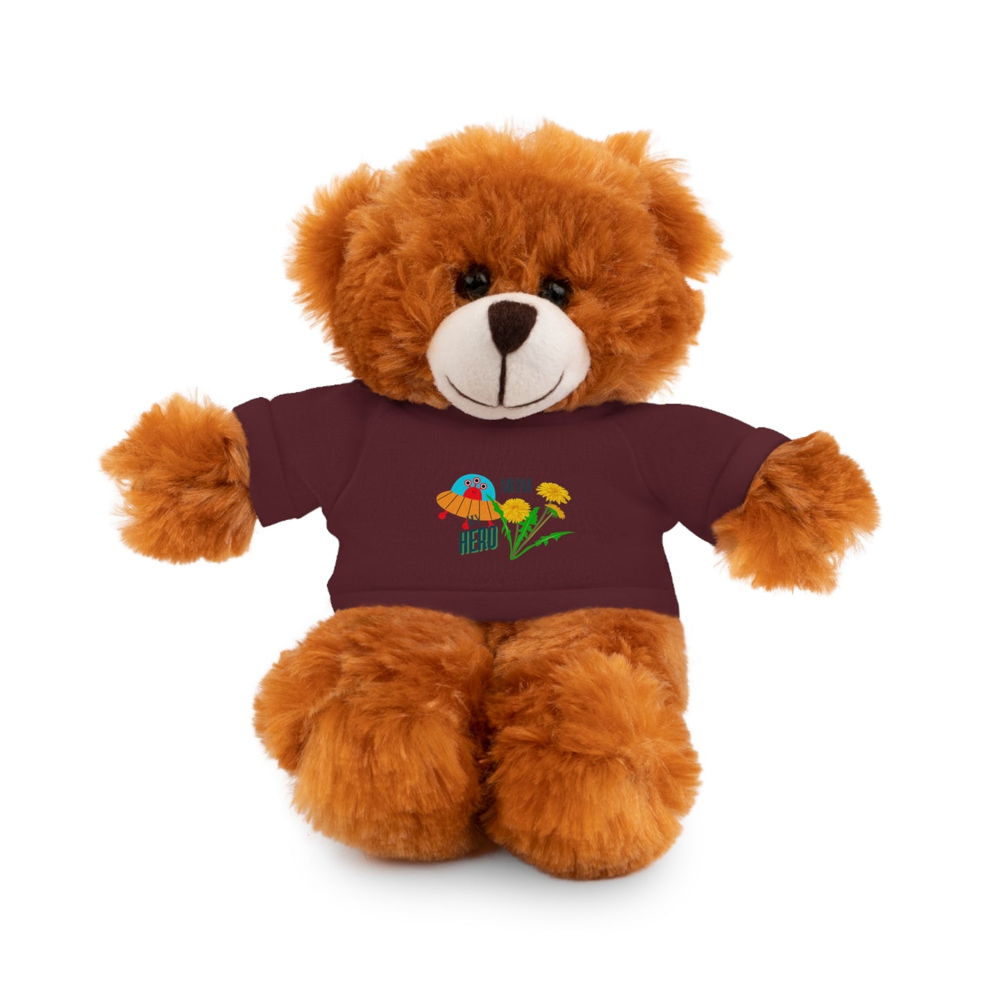 MOM is my Hero Stuffed Animal Tee Bear - Perfect Gift for Kids & Celebrations