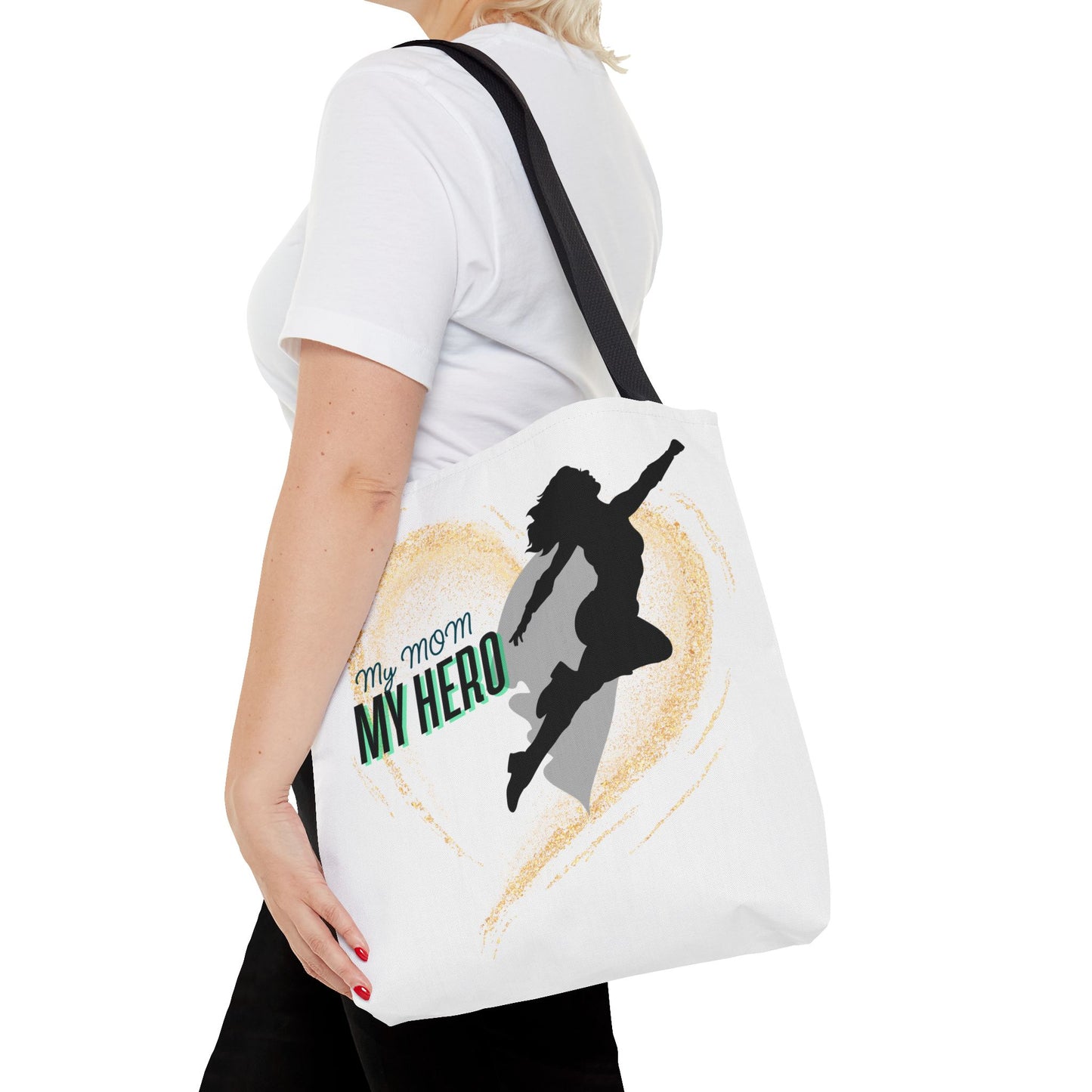 My Mom, My Hero Tote Bag - Heart Design for Mother's Day and Everyday Use