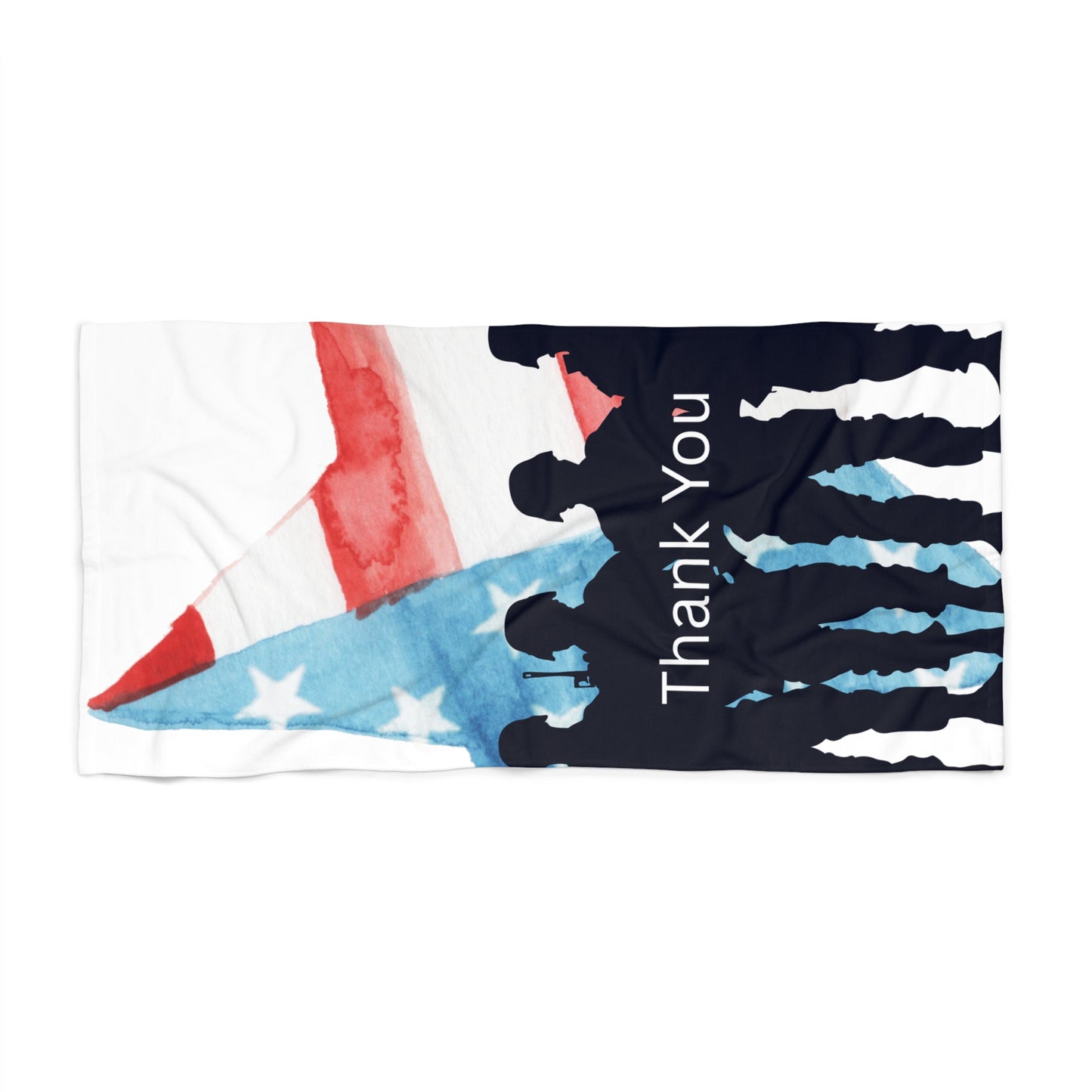 Thank You Patriotic Beach Towel - Gift for Veterans, Red White Blue Towel, Beach Essential, Poolside Fun