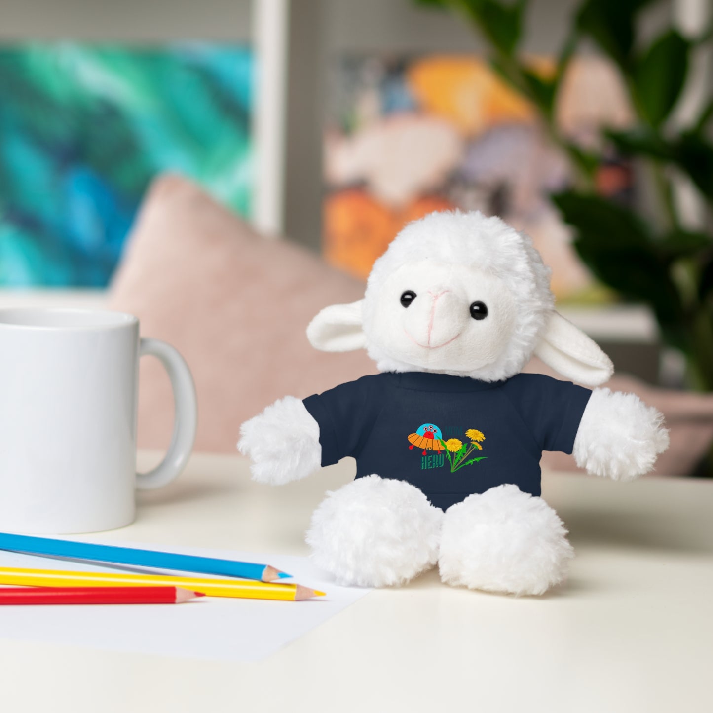MOM is my Hero Stuffed Animal Tee Bear - Perfect Gift for Kids & Celebrations