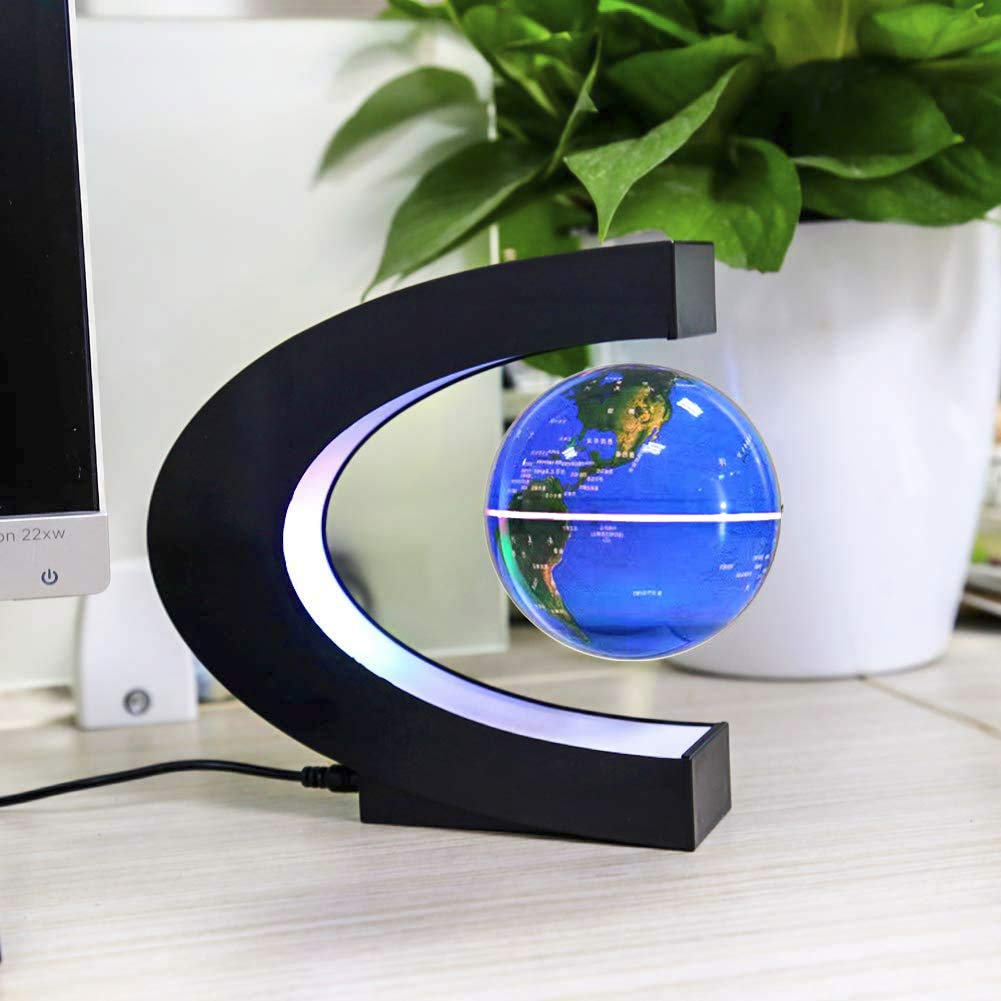 Magnetic Levitating Globe with LED Light, Cool Tech Gift for Men Father Boys and Girls, Birthday Gifts for Kids, Floating Globes World Desk Gadget Decor in Office Home Display (Silver)