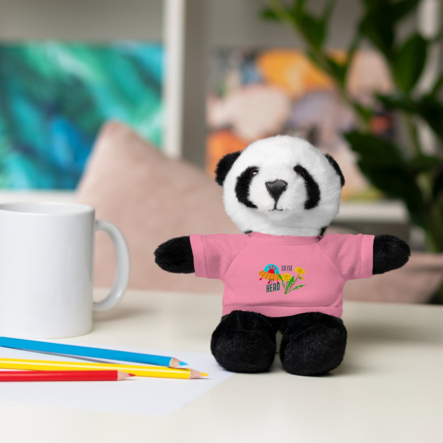 MOM is my Hero Stuffed Animal Tee Bear - Perfect Gift for Kids & Celebrations