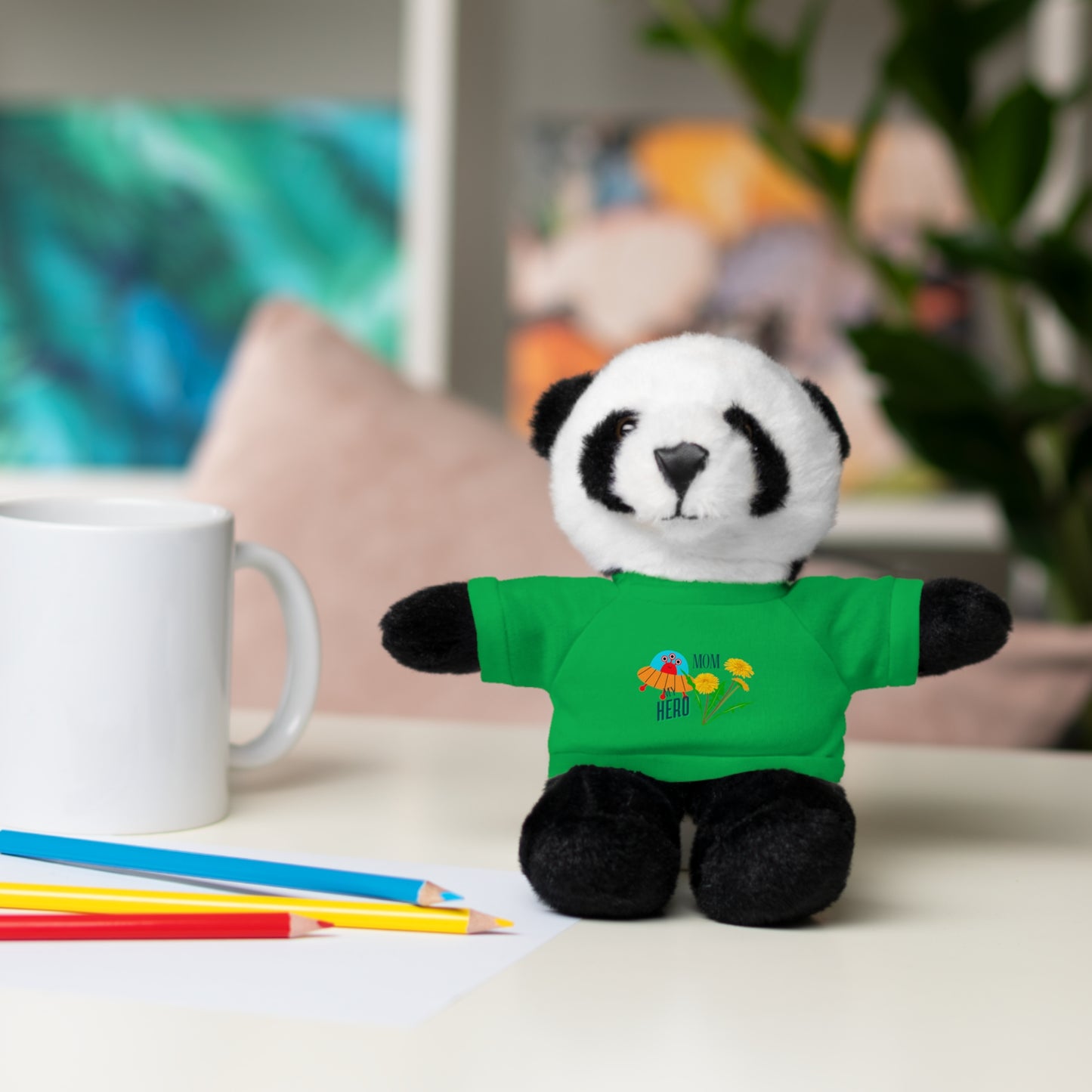 MOM is my Hero Stuffed Animal Tee Bear - Perfect Gift for Kids & Celebrations