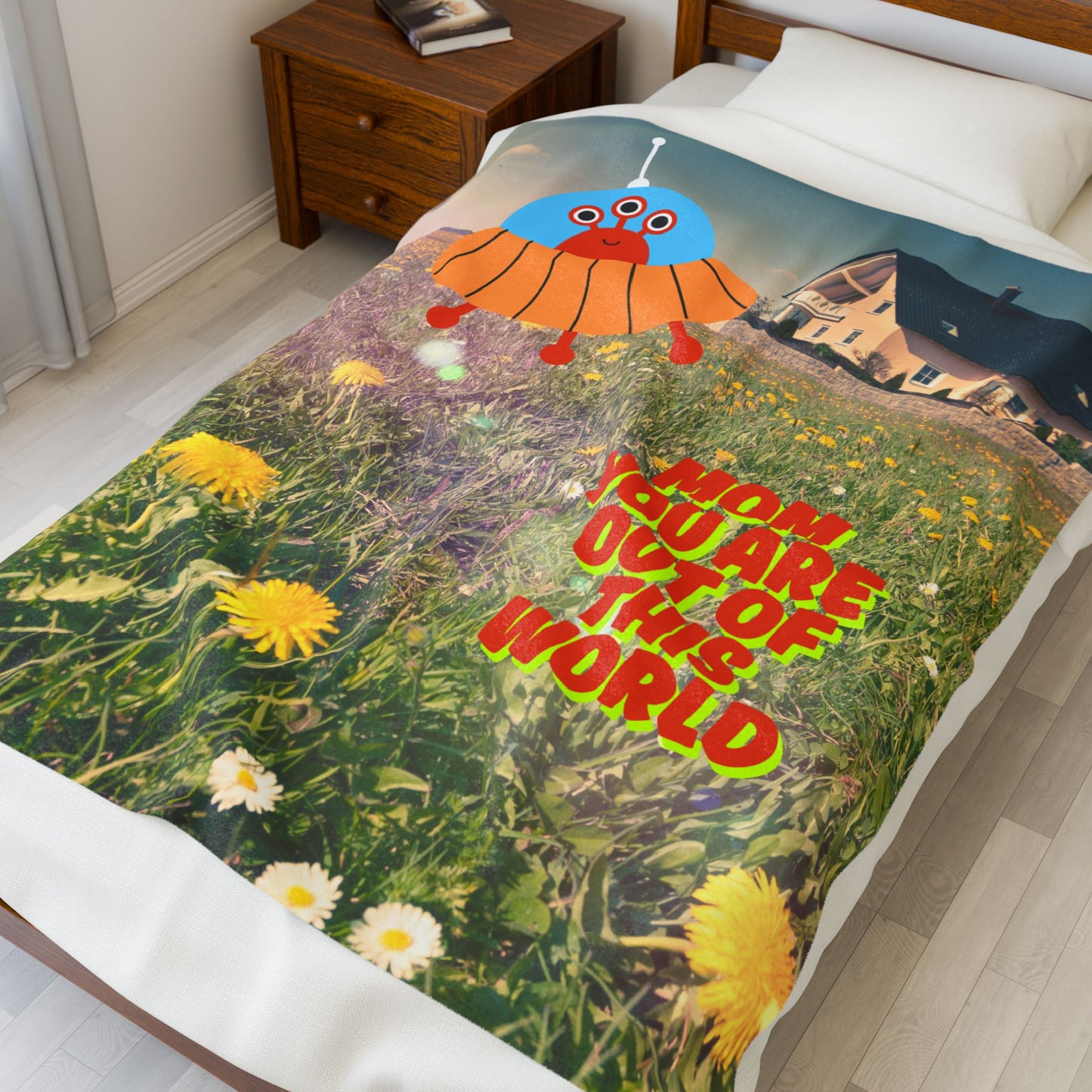 Out of This World Mom Velveteen Plush Blanket - Cozy Gift for Mother's Day & Birthdays