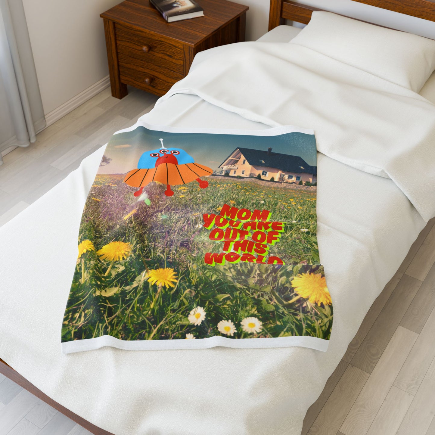 Out of This World Mom Velveteen Plush Blanket - Cozy Gift for Mother's Day & Birthdays