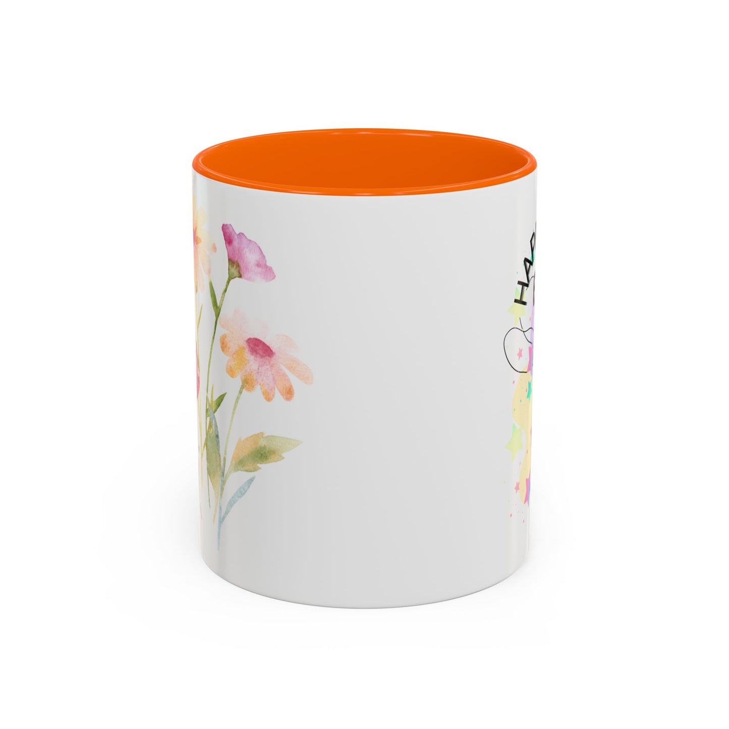 Happy Easter Floral Accent Coffee Mug - Celebrate Spring with Colorful Design