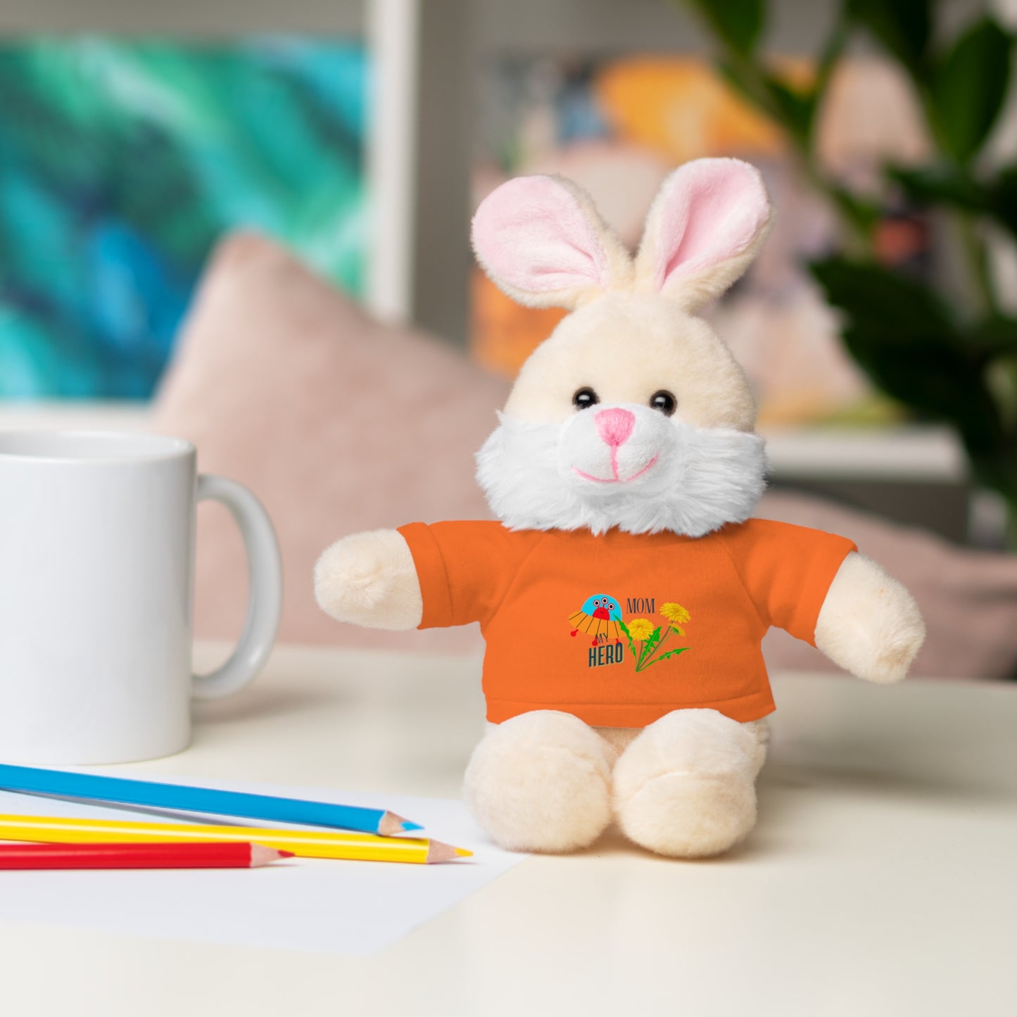 MOM is my Hero Stuffed Animal Tee Bear - Perfect Gift for Kids & Celebrations