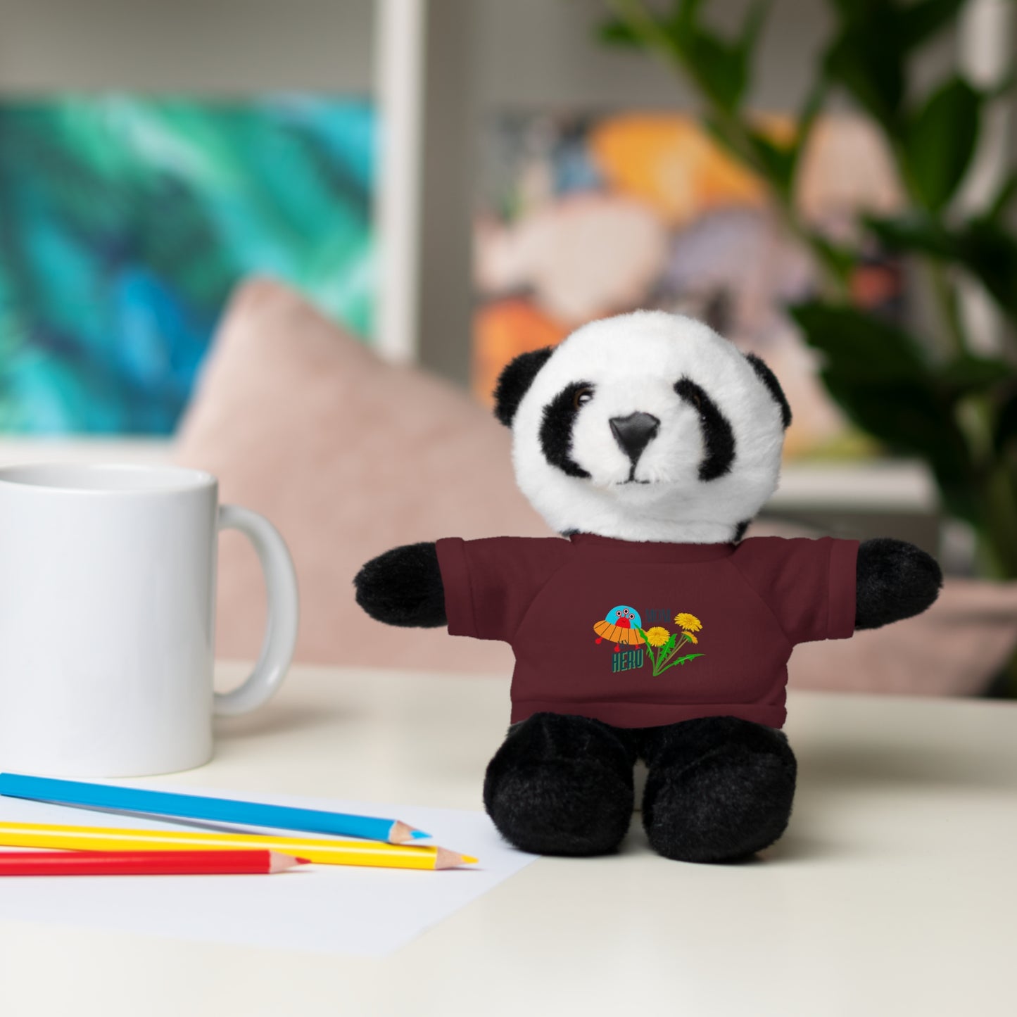 MOM is my Hero Stuffed Animal Tee Bear - Perfect Gift for Kids & Celebrations