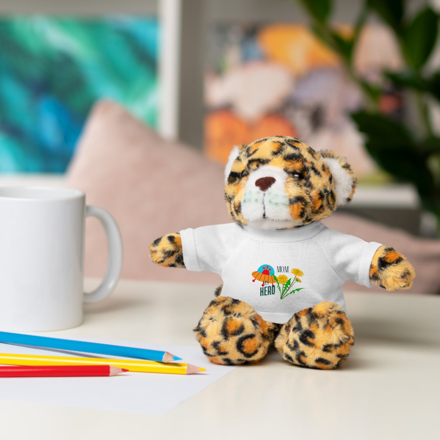 MOM is my Hero Stuffed Animal Tee Bear - Perfect Gift for Kids & Celebrations