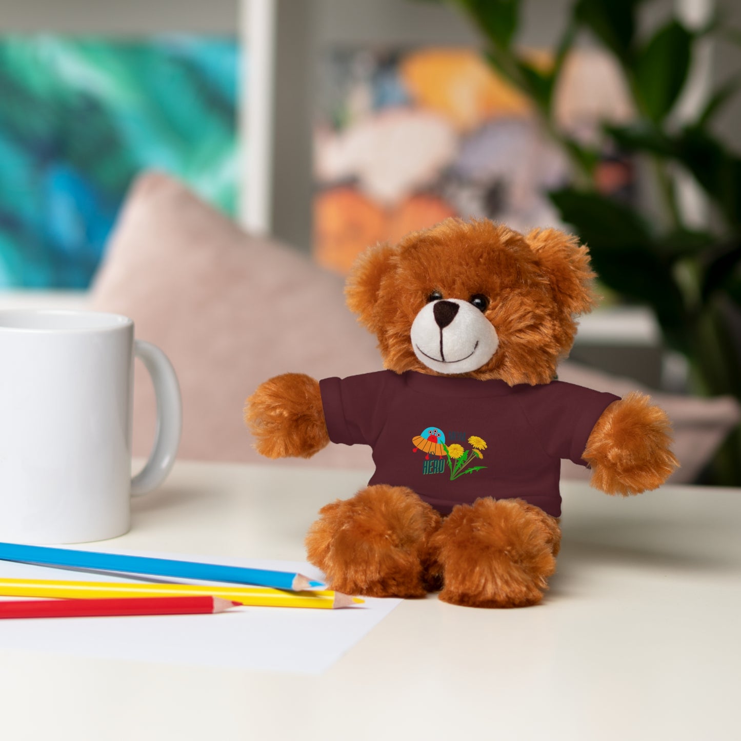 MOM is my Hero Stuffed Animal Tee Bear - Perfect Gift for Kids & Celebrations