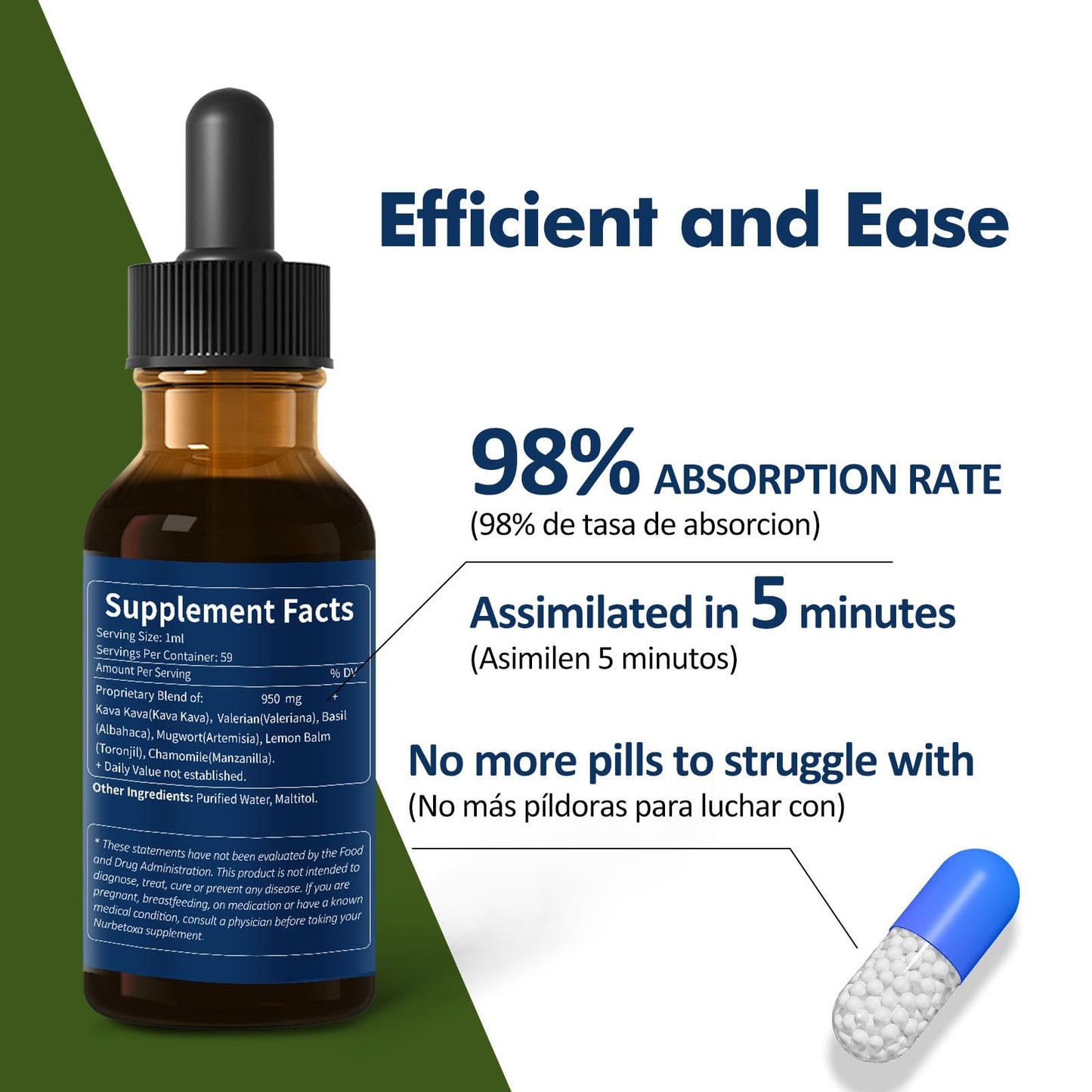 Kava Kava Root Extract Drops for Calming & Relaxation Support, Natural Herbal Blend Tincture Supplement for Better Sleep Support with Valerian Root, Lemon Balm and Chamomile. 2oz