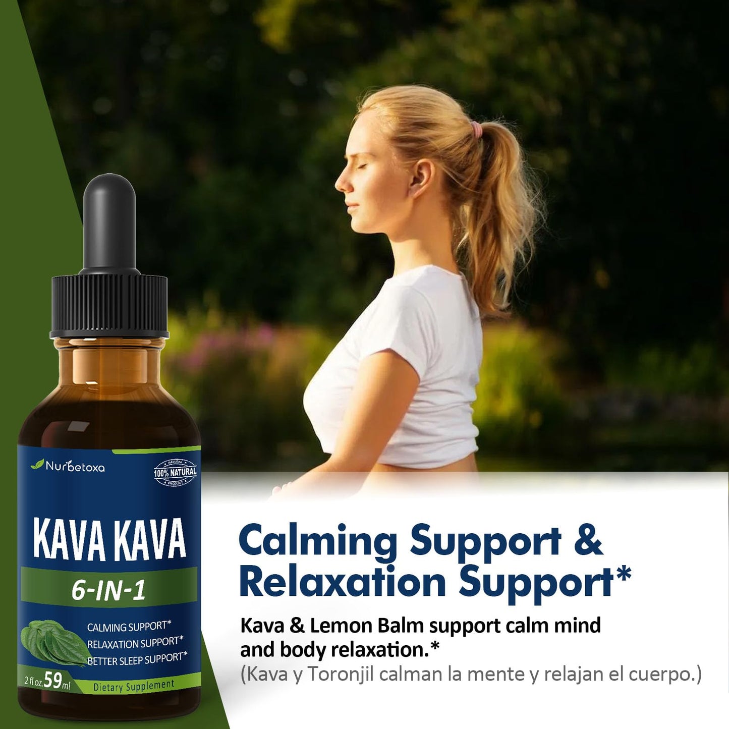 Kava Kava Root Extract Drops for Calming & Relaxation Support, Natural Herbal Blend Tincture Supplement for Better Sleep Support with Valerian Root, Lemon Balm and Chamomile. 2oz