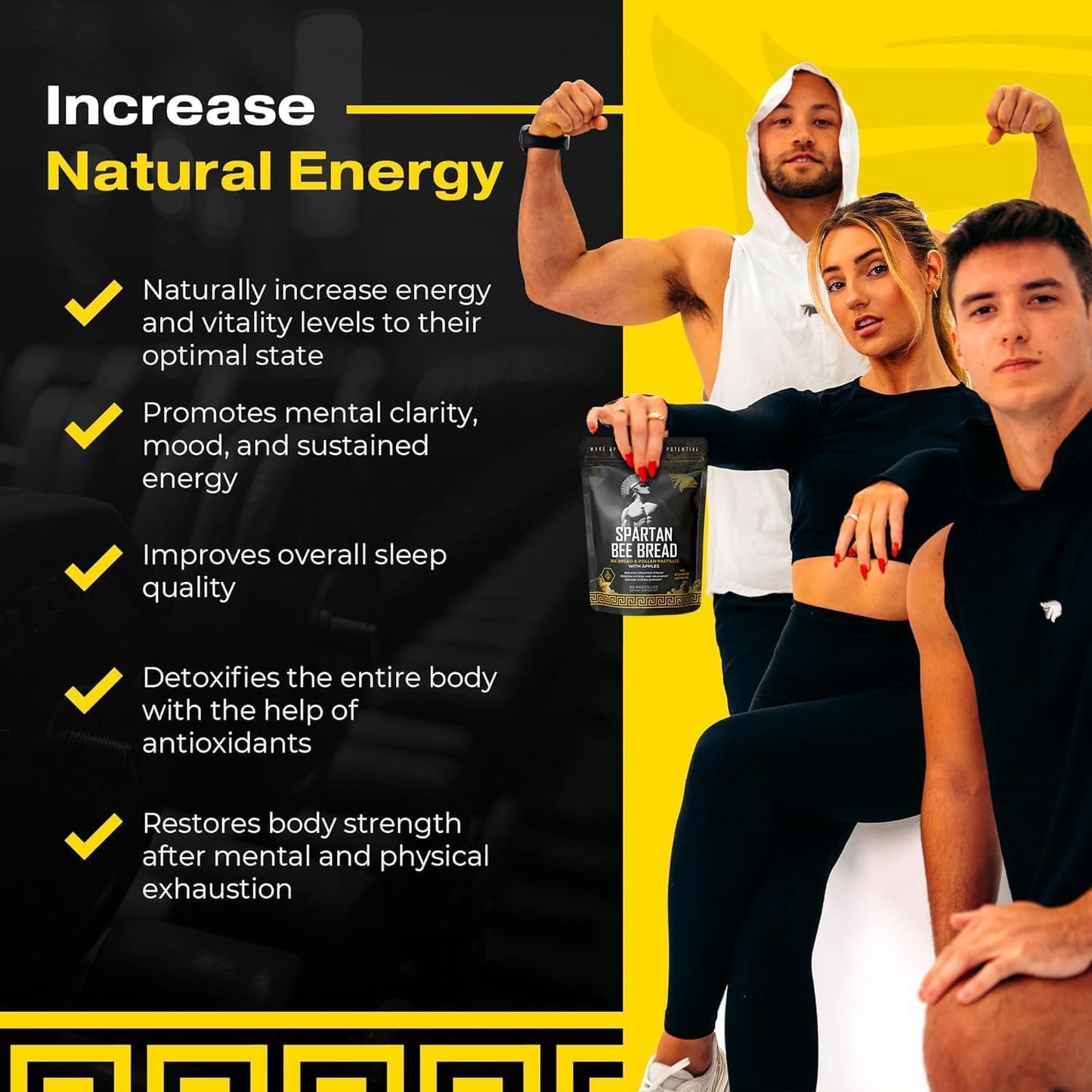 Spartan Bee Bread Chewables – Bee Bread Raw Organic Natural Multivitamin with Bee Pollen, Propolis & Royal Jelly | Fermented for Energy, Vitality, Recovery & Immunity | Non-GMO, Nothing Synthetic