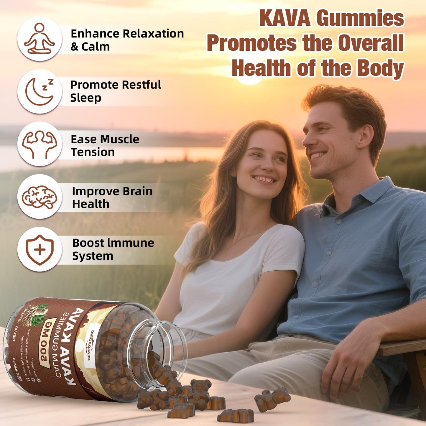Kava Kava Root Extract Supplement: Natural Kava Gummies with L Theanine, Ashwagandha and GABA for Cognitive & Immune Support Herbal Supplement for Adults