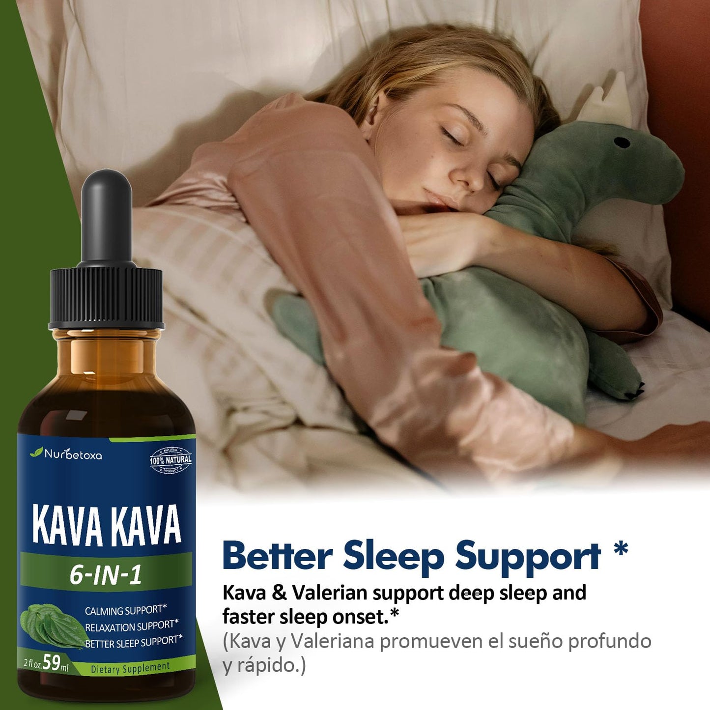 Kava Kava Root Extract Drops for Calming & Relaxation Support, Natural Herbal Blend Tincture Supplement for Better Sleep Support with Valerian Root, Lemon Balm and Chamomile. 2oz