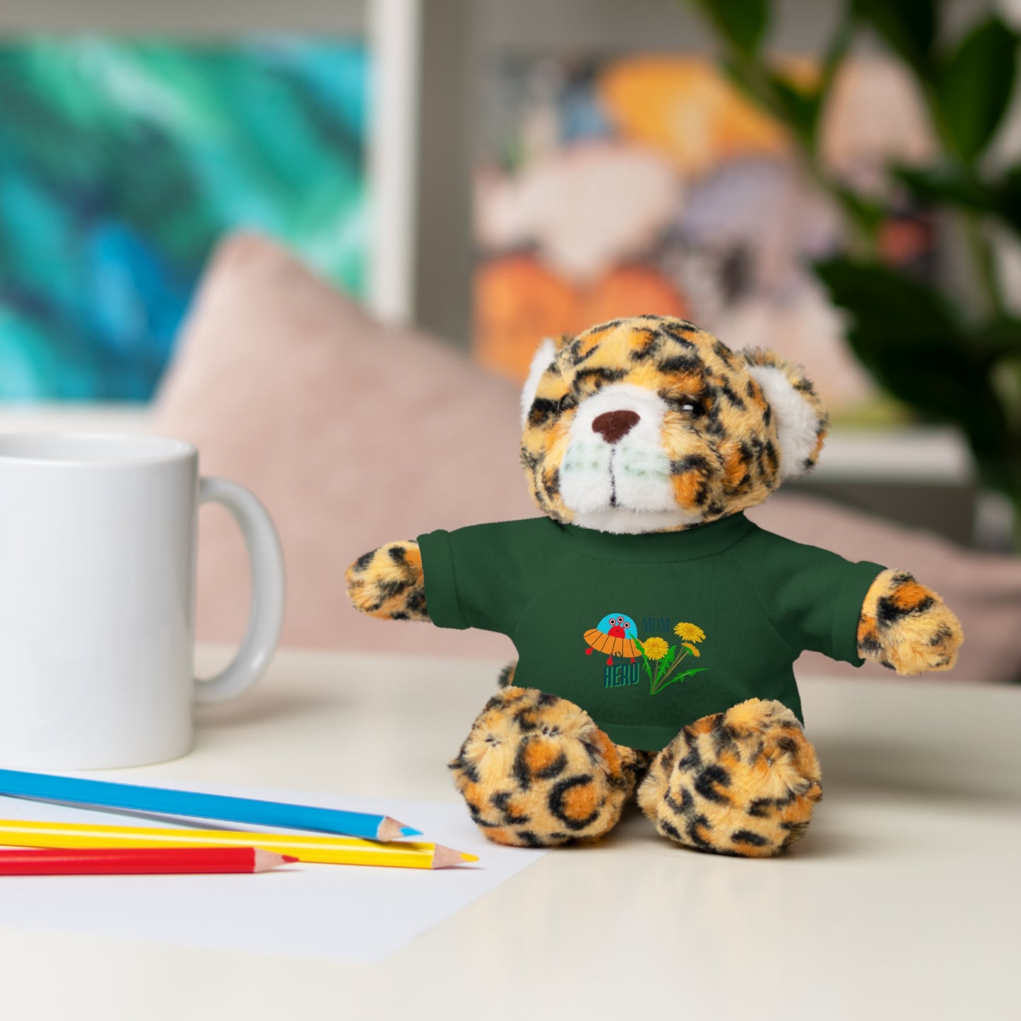 MOM is my Hero Stuffed Animal Tee Bear - Perfect Gift for Kids & Celebrations