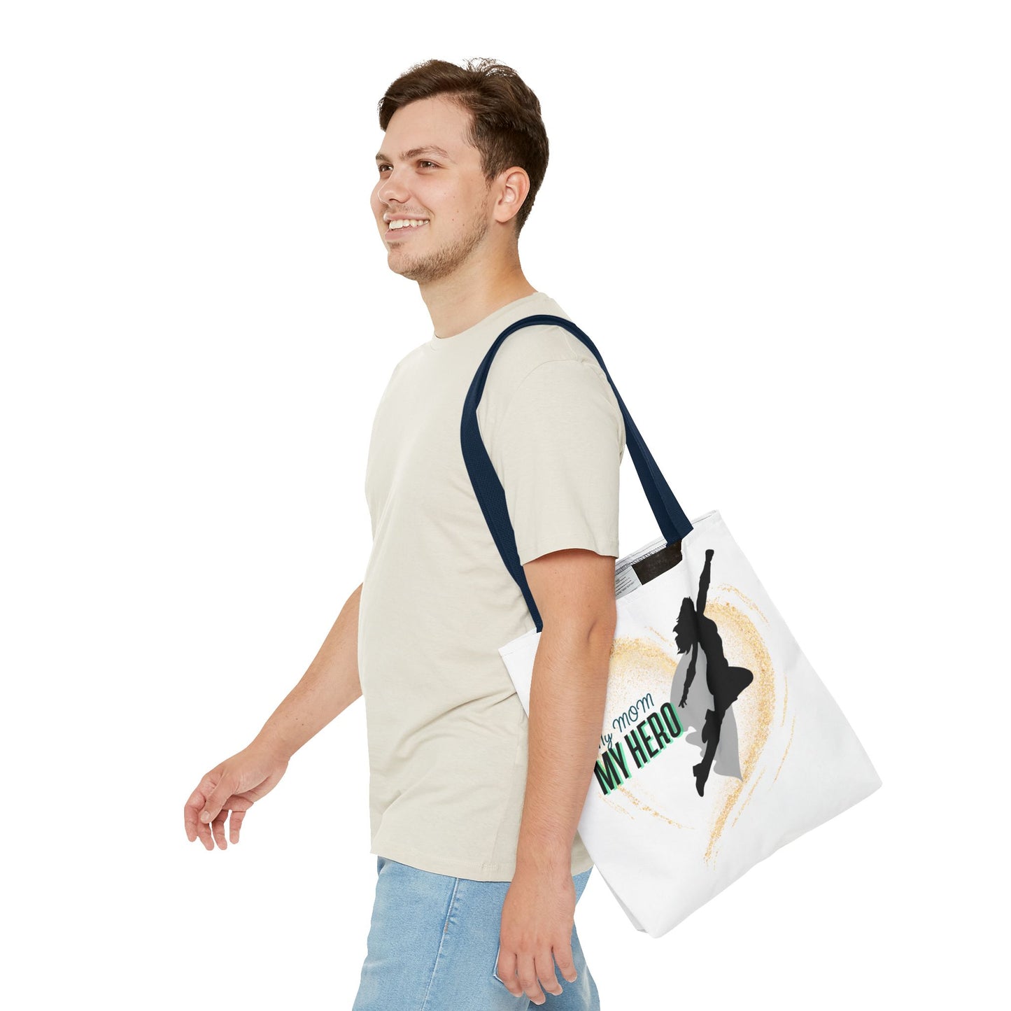 My Mom, My Hero Tote Bag - Heart Design for Mother's Day and Everyday Use