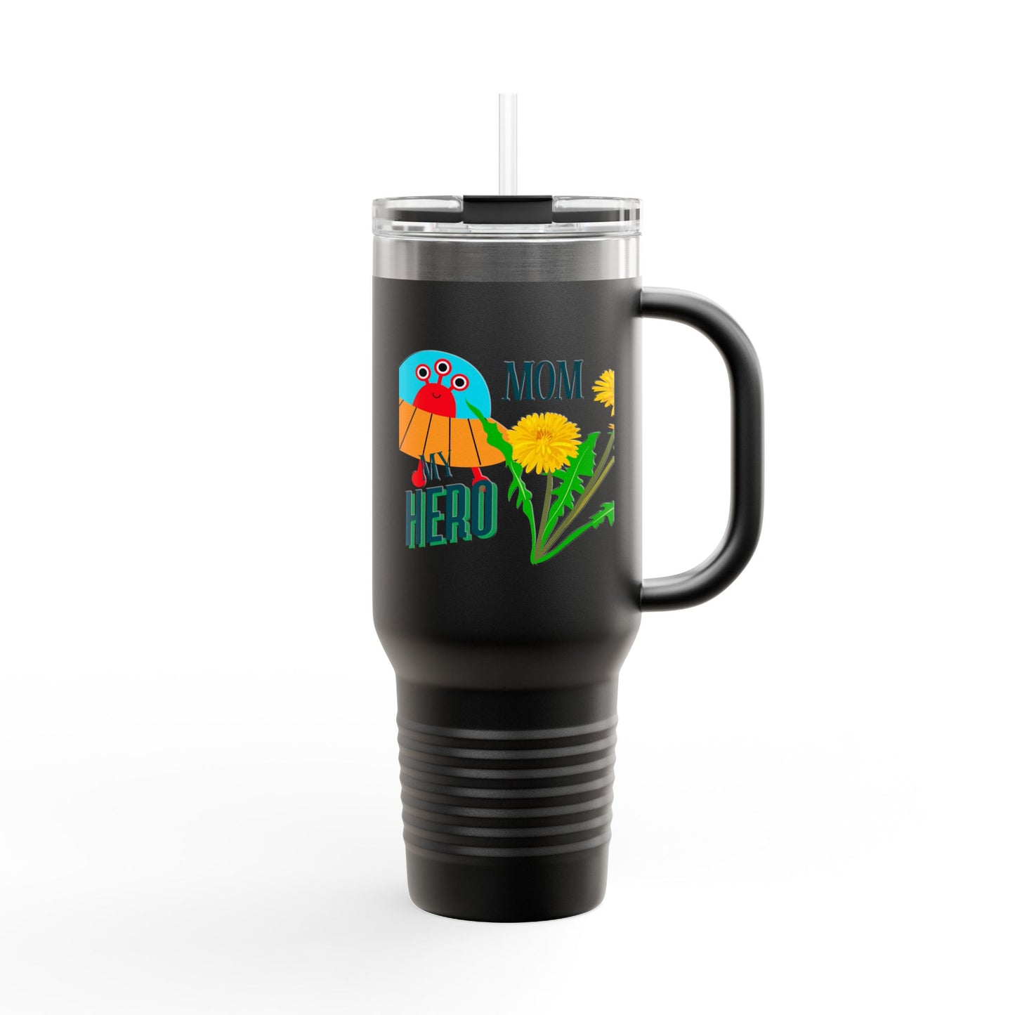 Mom Hero 40oz Insulated Travel Mug - Bright & Cheerful Design