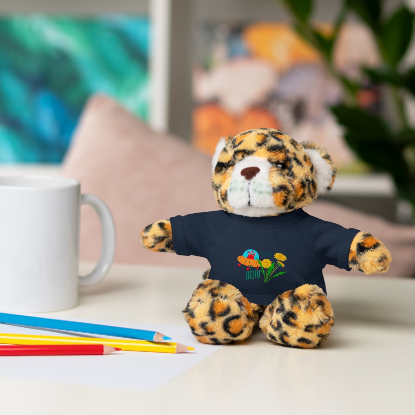 MOM is my Hero Stuffed Animal Tee Bear - Perfect Gift for Kids & Celebrations