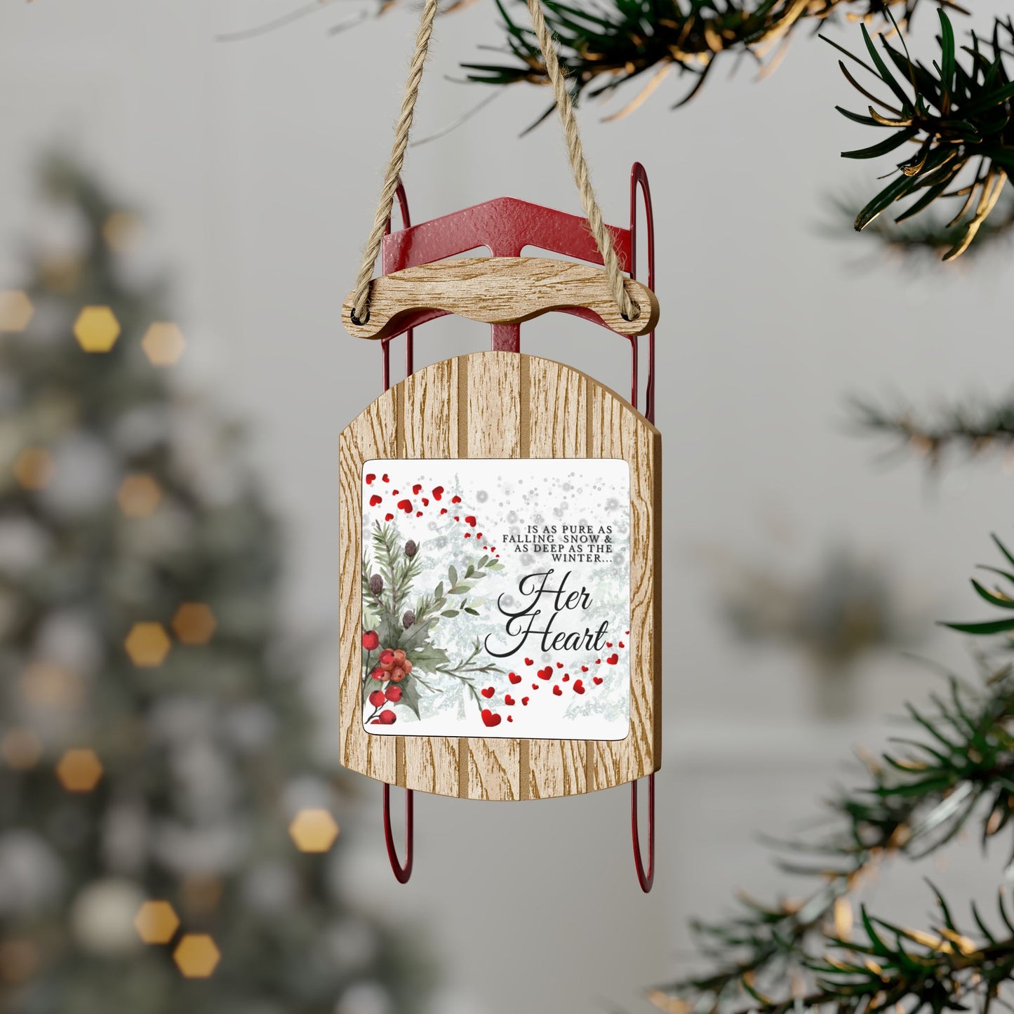 Her Heart is...Sled Ornaments