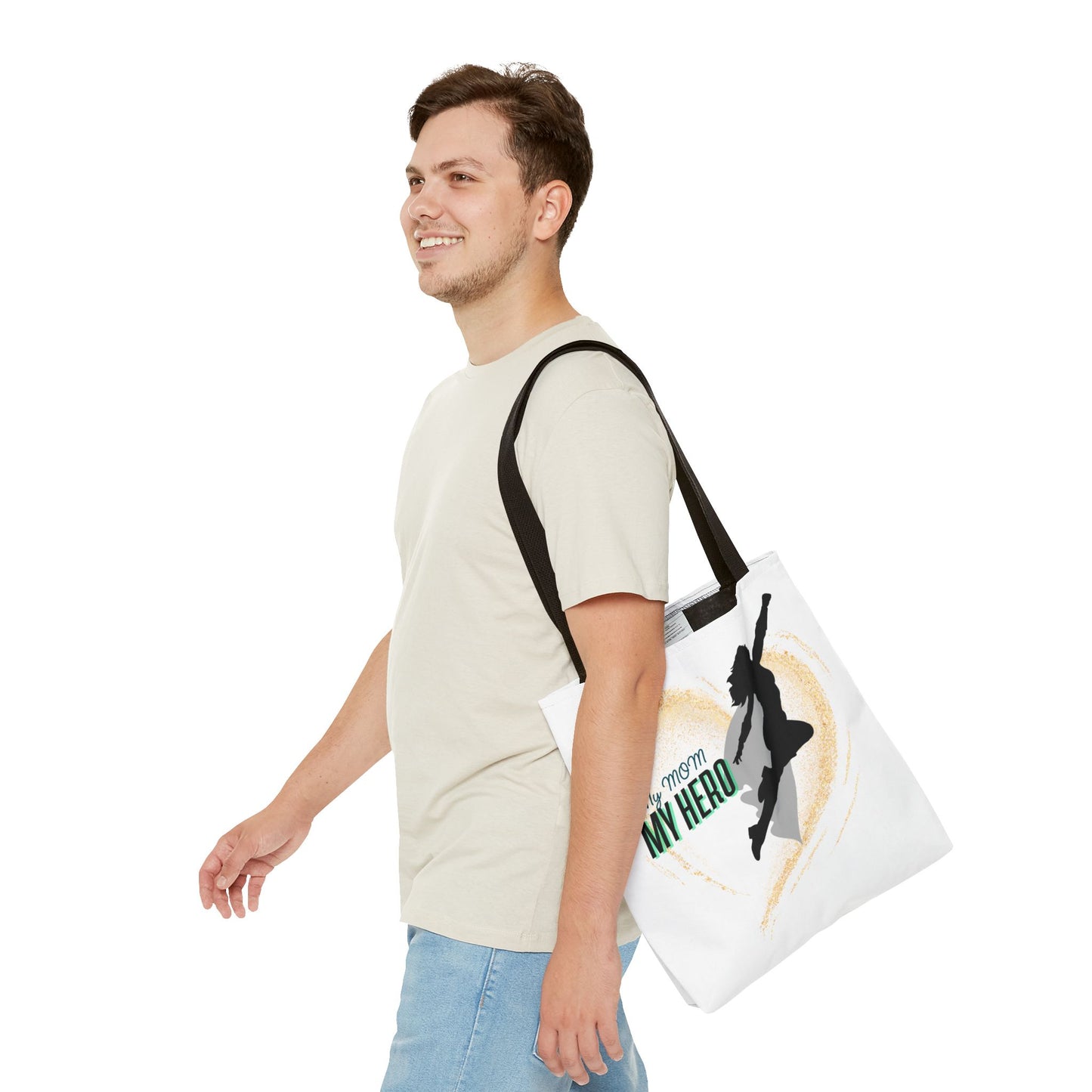 My Mom, My Hero Tote Bag - Heart Design for Mother's Day and Everyday Use