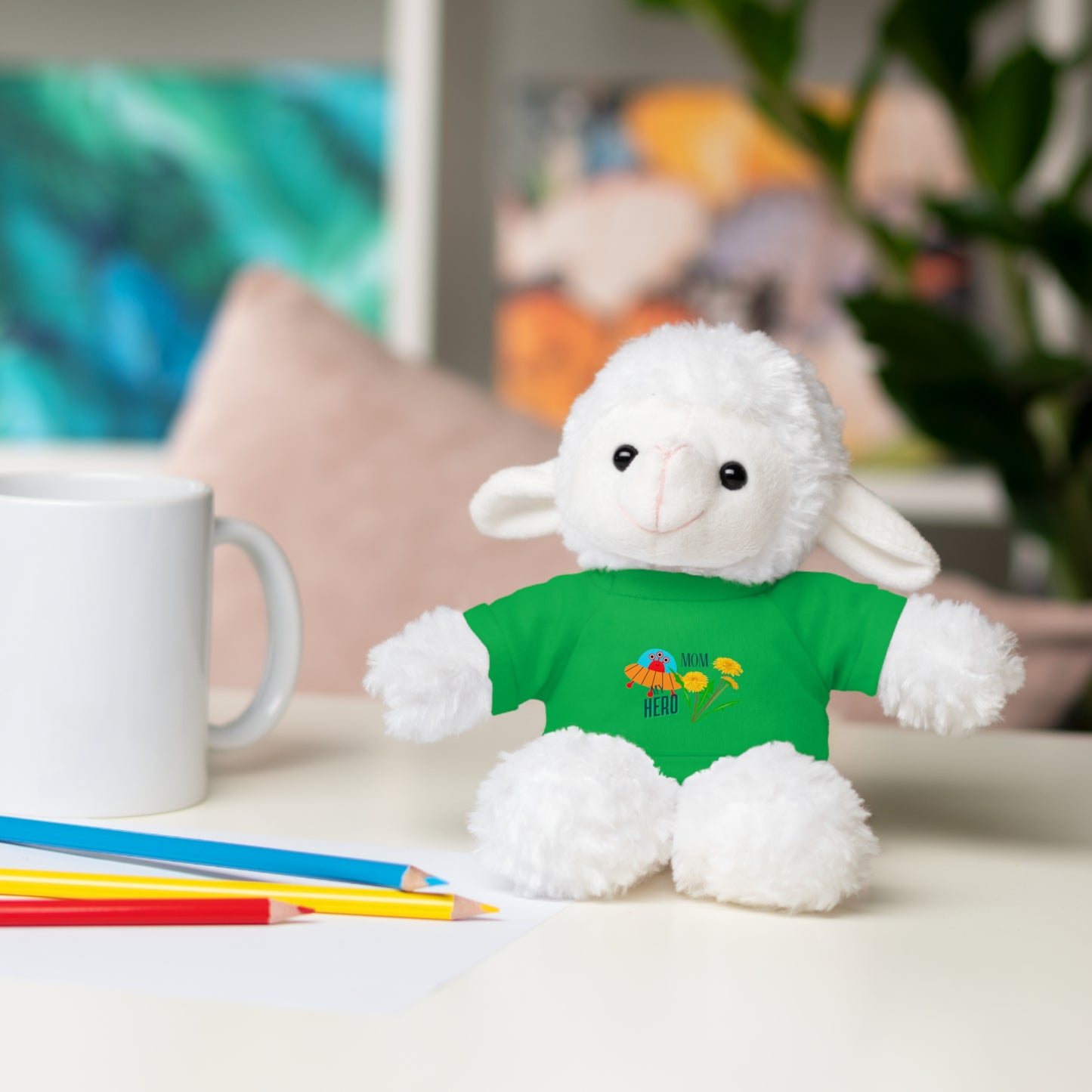 MOM is my Hero Stuffed Animal Tee Bear - Perfect Gift for Kids & Celebrations