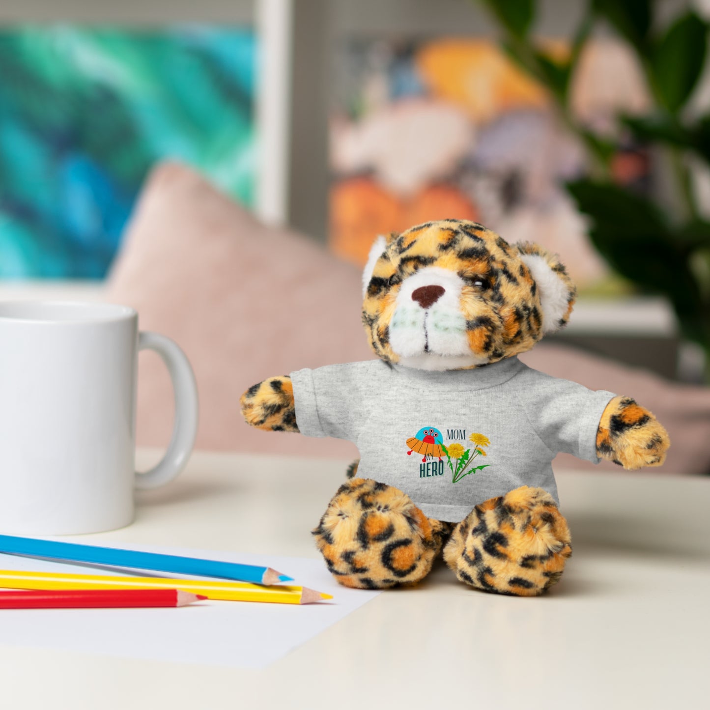 MOM is my Hero Stuffed Animal Tee Bear - Perfect Gift for Kids & Celebrations