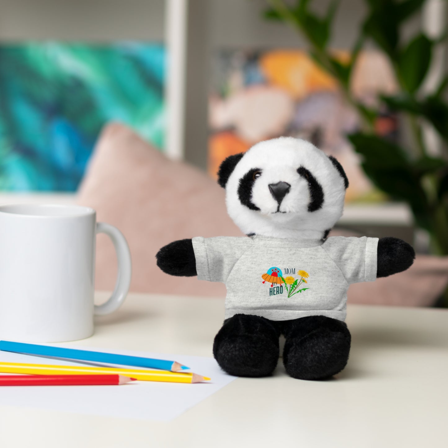 MOM is my Hero Stuffed Animal Tee Bear - Perfect Gift for Kids & Celebrations