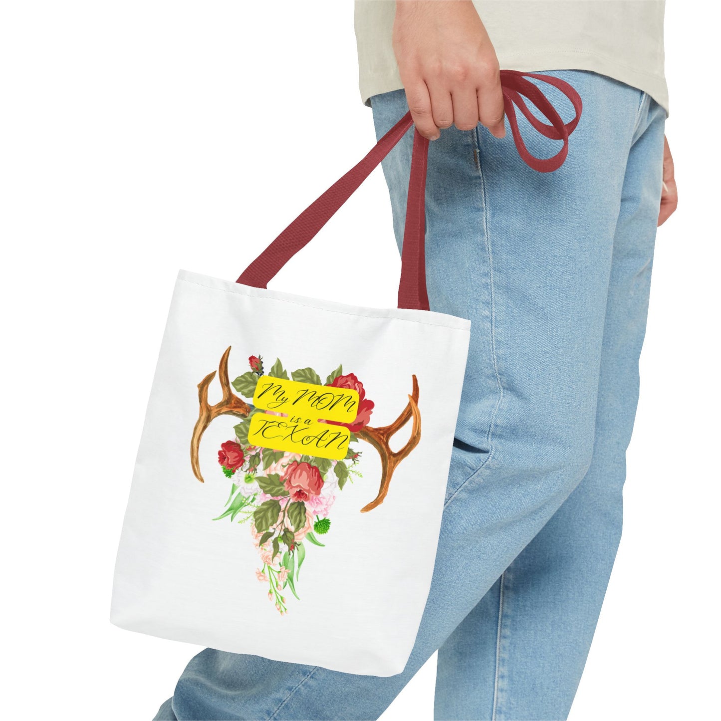 My MOM is a Texan Floral Western Tote Bag - Perfect for Moms Who Love Texas