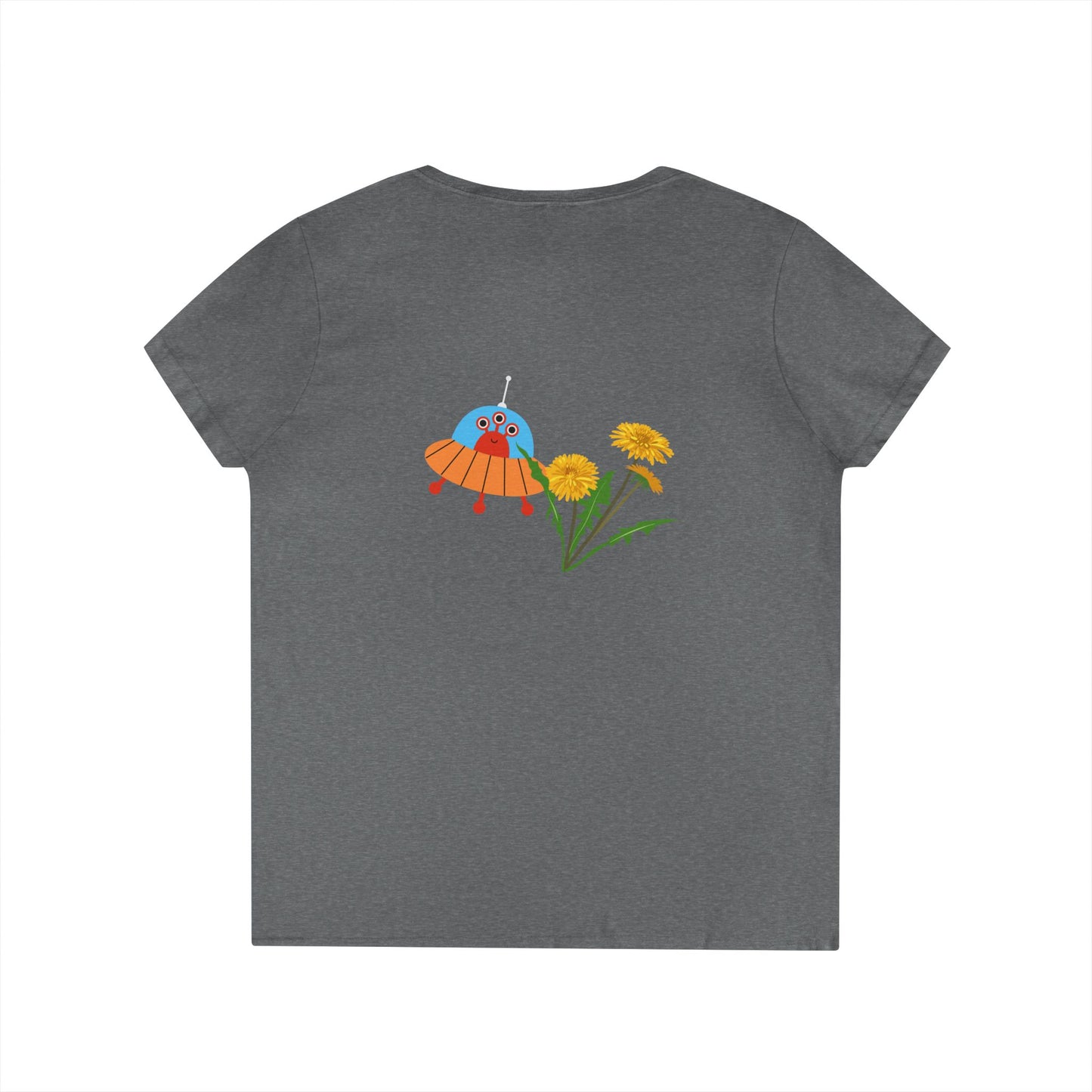 Out of This World Ladies' V-Neck T-Shirt with UFO Design
