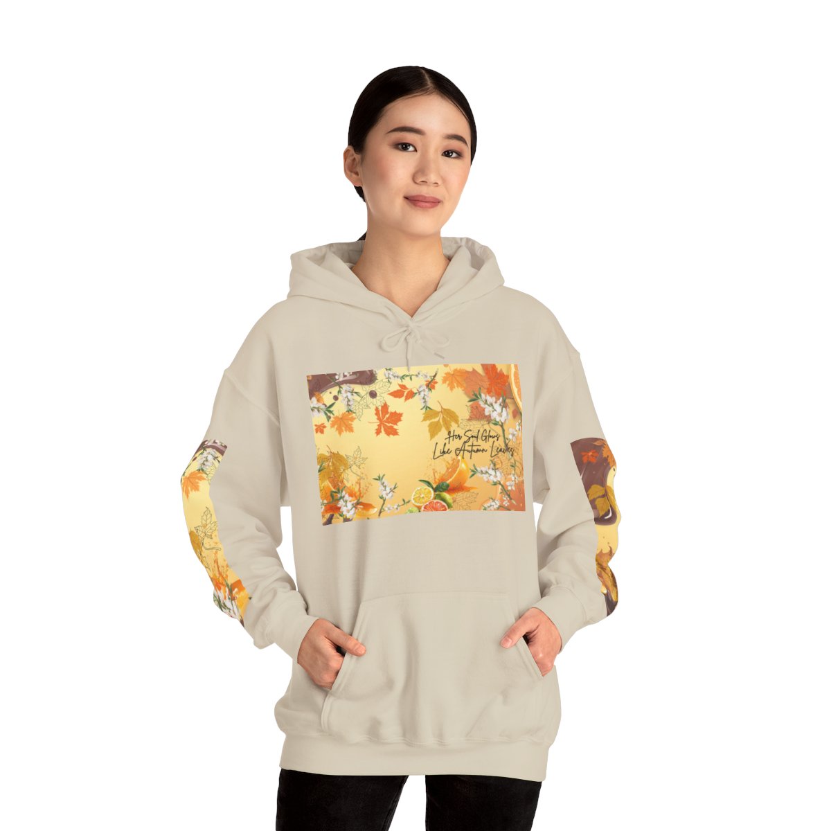 Whispering Maple Hooded Sweatshirt, Cozy Fall Hoodie, Unisex Sweatshirt for Nature Lovers, Perfect Gift for Thanksgiving, Leaf Print Sweatshirt