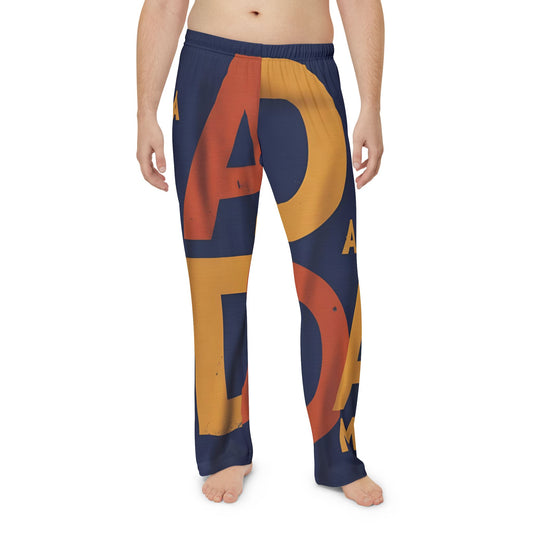 Retro Dad Pattern Pajama Pants – Navy & Gold All-Over Print Loungewear