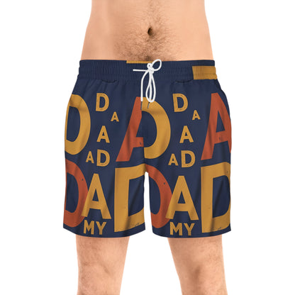 Retro Dad Swim Shorts — Vintage-Inspired Mid-Length Men's Swim Trunks