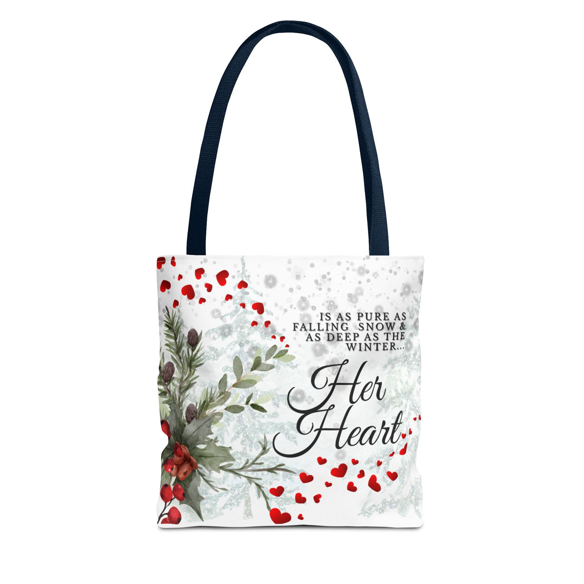 Her Heart Winter Floral Tote Bag – Romantic Valentine’s Day Canvas Tote