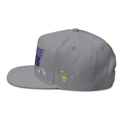 Flat Bill Cap - "Bee Amazing" Embroidered Floral Snapback