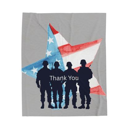Patriotic Velveteen Plush Blanket – Soft Military Appreciation Throw