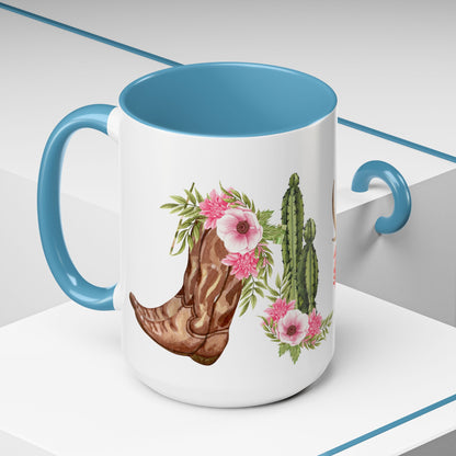 Texan Mom Accent Coffee Mug — "My MOM is a TEXAN" Floral & Cactus Gift