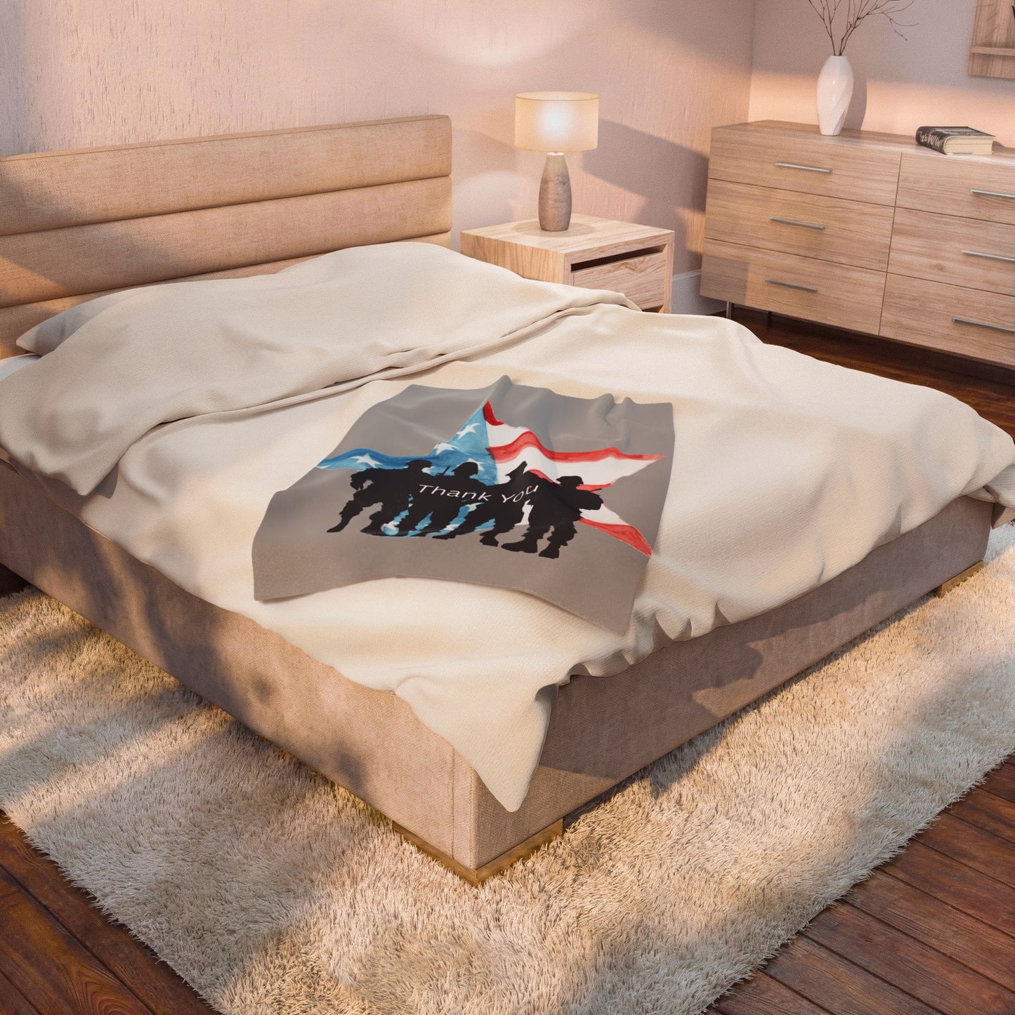 Patriotic Velveteen Plush Blanket – Soft Military Appreciation Throw