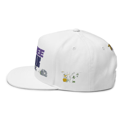 Flat Bill Cap - "Bee Amazing" Embroidered Floral Snapback