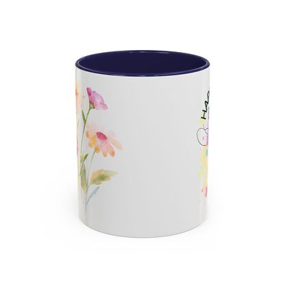 Happy Easter Floral Accent Coffee Mug - Celebrate Spring with Colorful Design