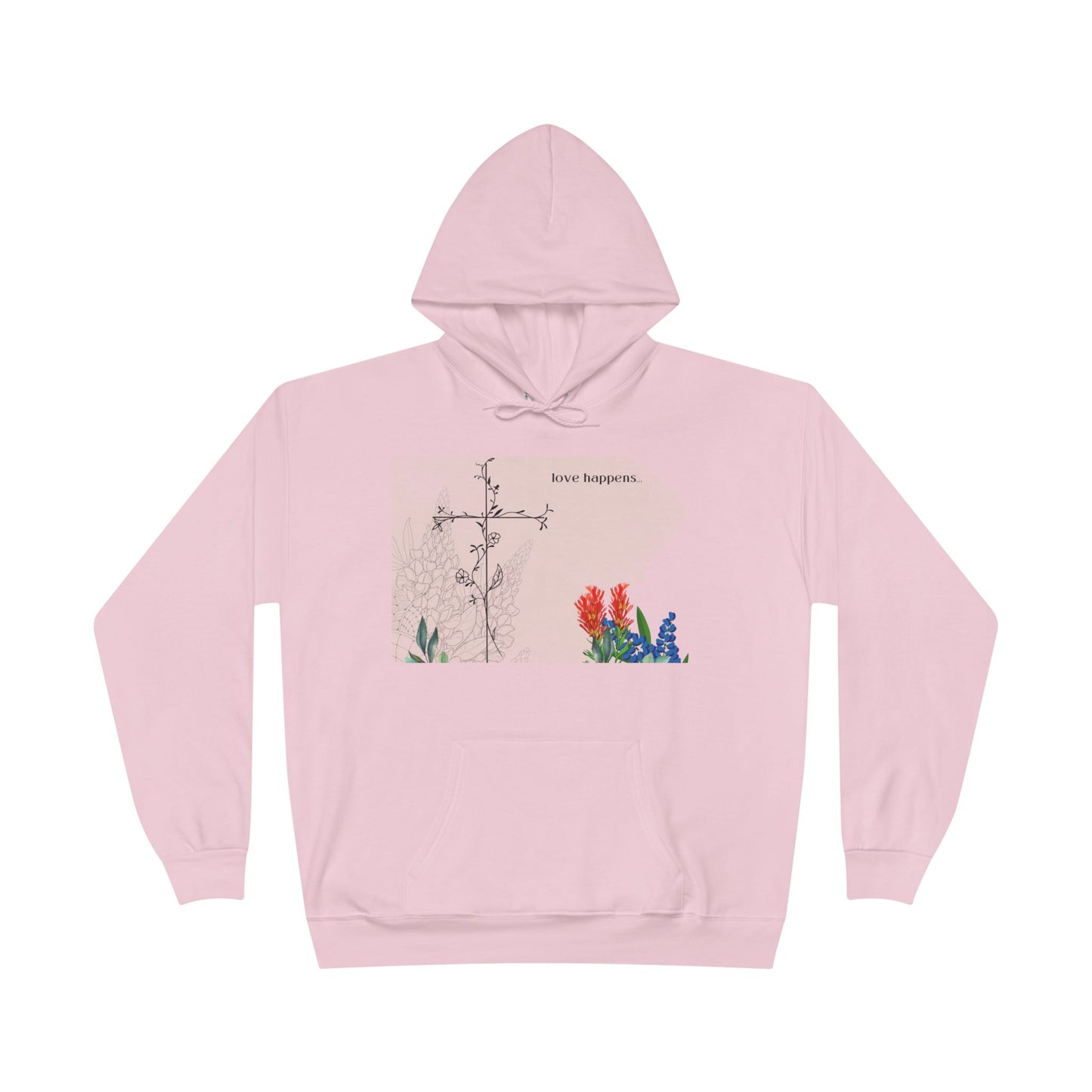 Love Happens Eco-Friendly Hoodie - Floral Design for Nature Lovers