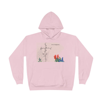 Love Happens Eco-Friendly Hoodie - Floral Design for Nature Lovers