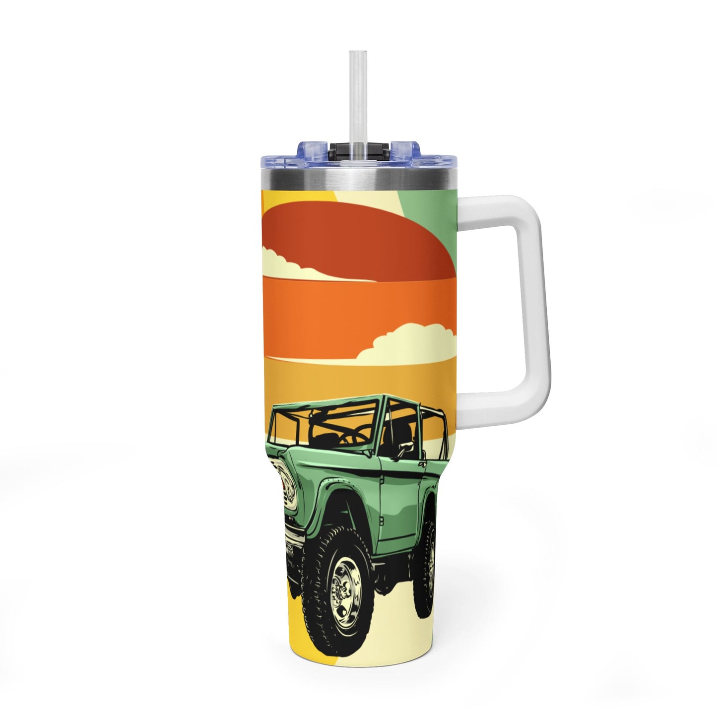 Retro Sunset Truck "Best Dad!" Travel Mug 40 oz.