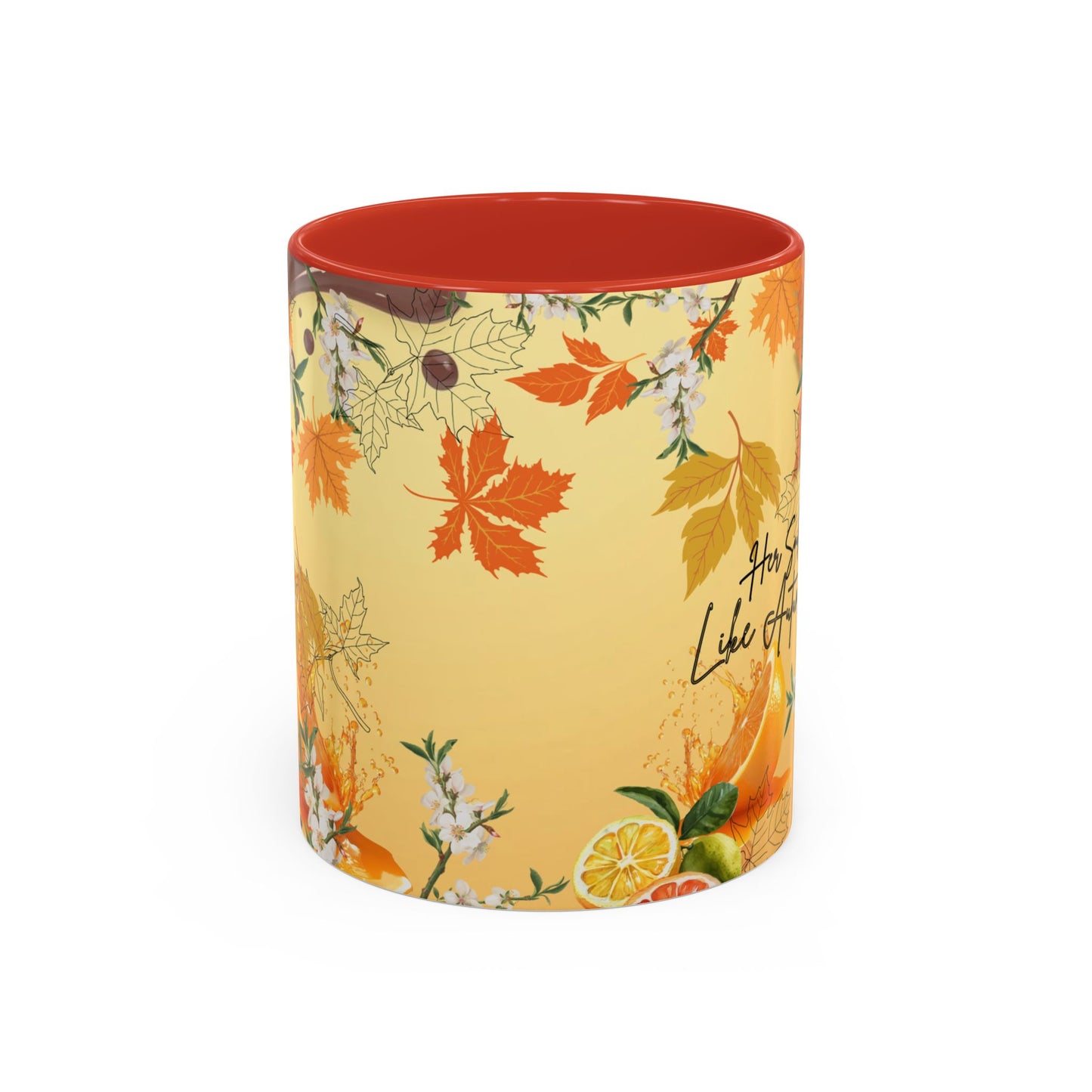 Autumn Citrus Coffee Mug - 'Her Soul Glows Like Autumn Leaves' Accent Ceramic Mug
