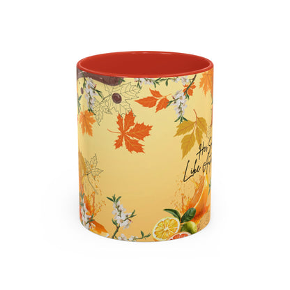 Autumn Citrus Coffee Mug - 'Her Soul Glows Like Autumn Leaves' Accent Ceramic Mug