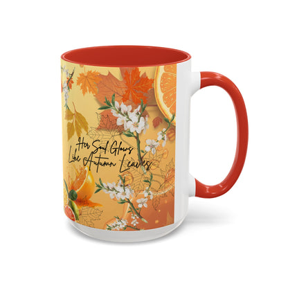 Autumn Citrus Coffee Mug - 'Her Soul Glows Like Autumn Leaves' Accent Ceramic Mug